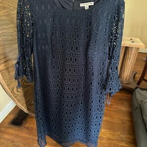 Navy Lace Dress with 3/4 Sleeves